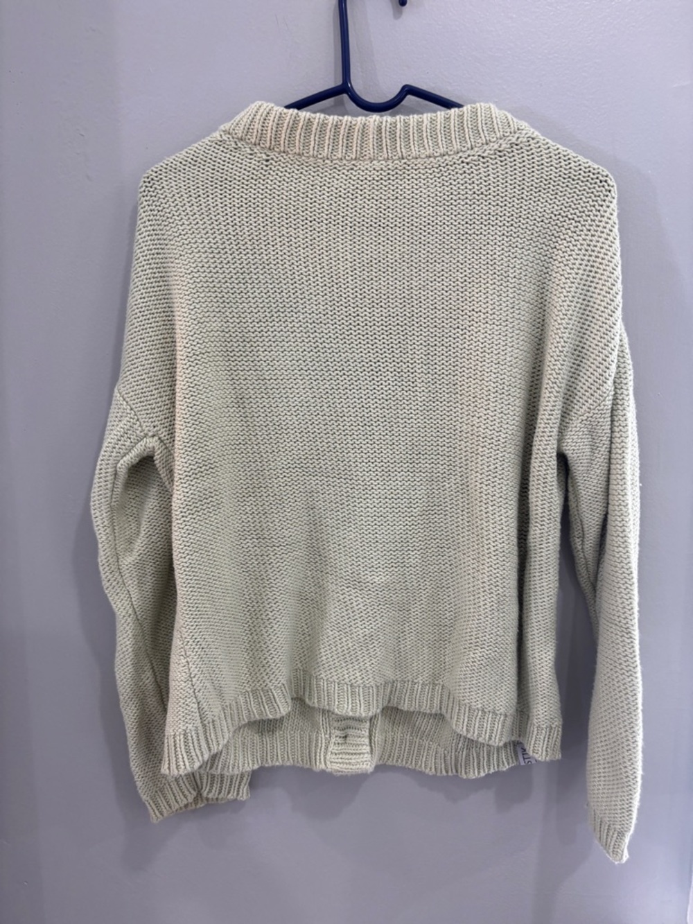 SHXT That I Knit Cozy Pale Sage Green Button-Up Cardigan Pima Cotton Large - Picture 4 of 9